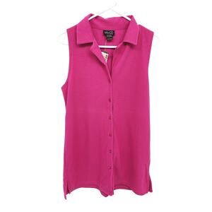 NY & Co Sleeveless Collared Waffle Knit Front Button Top Size L NWT